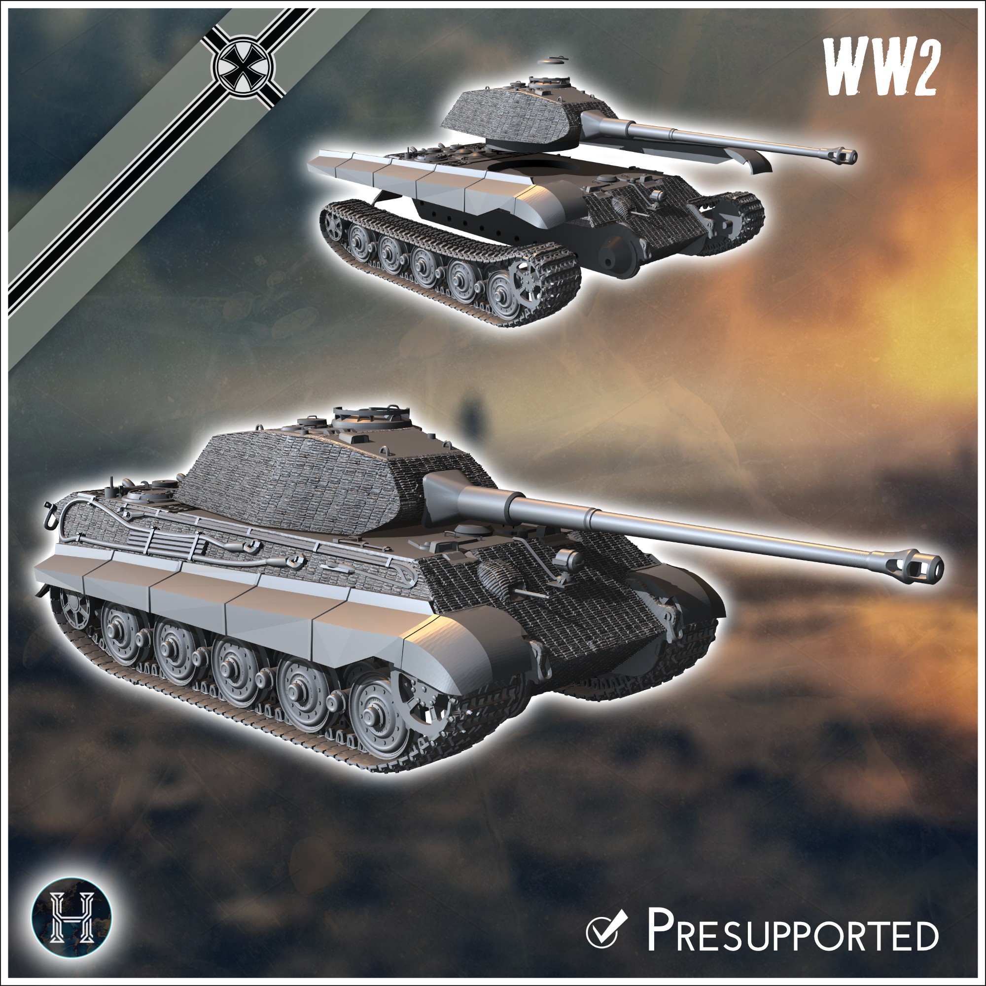 Panzer VI Tiger II (Porsche) - Königstiger King Tiger Germany Eastern Western Front Normandy Stalingrad Berlin Bulge WWII